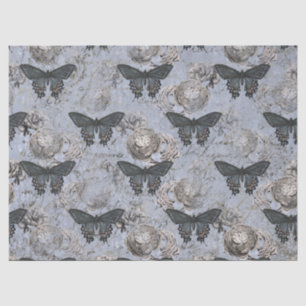 Vintage Grey and Blue Butterfly Decoupage Tissue Paper