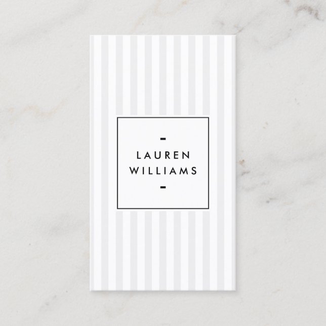 Vintage Grey and White Stripes Business Card (Front)