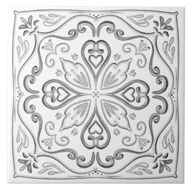 Vintage Grey and White Tile (Front)
