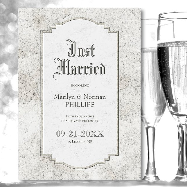 Vintage Grey Carved Stone Wedding Announcement (Creator Uploaded)