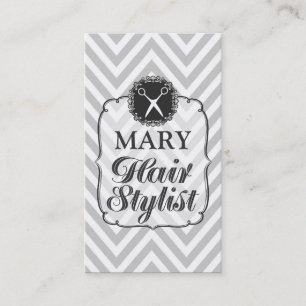 Vintage Grey Chevron Home Travelling Hair Stylist Appointment Card