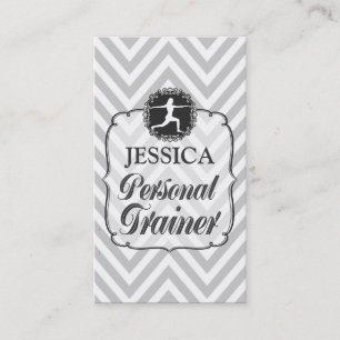 Vintage Grey Chevron Personal Fitness Trainer Card