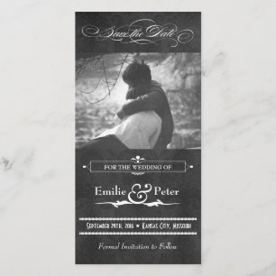 Vintage Grey Damask Photo Save the Date