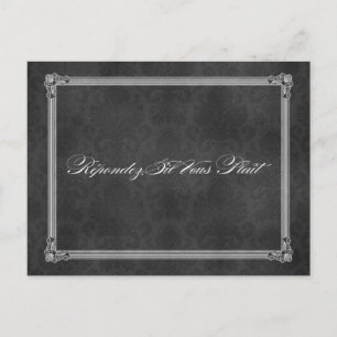 Vintage Grey Damask Poster Style RSVP Postcards