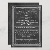 Vintage Grey Damask Poster Style Wedding Invitation (Front/Back)