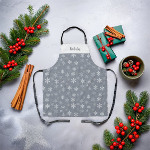 Vintage Grey elegant Snowflakes Personalised  Apron