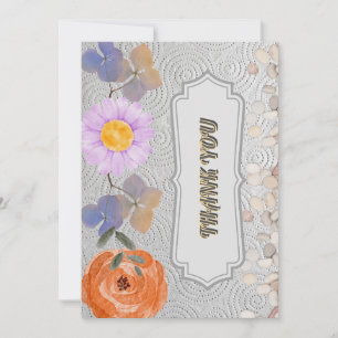 Vintage Grey Floral Texture Thank You Wedding Invitation