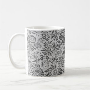Vintage grey flowers floral pattern coffee mug
