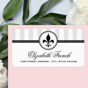 Vintage Grey French Fleur De Lis Address Label