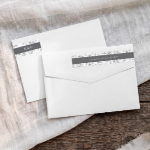 Vintage Grey French Floral Wedding Return Address Wrap Around Label