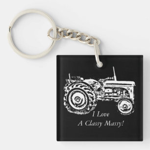 vintage Grey massey fergison tractor Trucker Key Ring