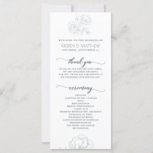 Vintage Grey Modern Floral Wedding Program