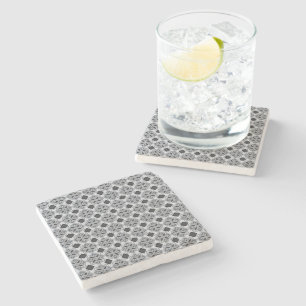 Vintage Grey Ornate Tile Pattern Stone Coaster