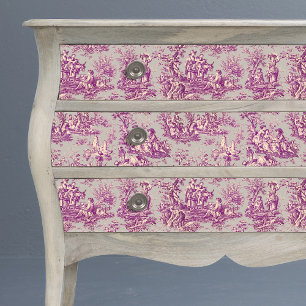 Vintage Grey Pink Floral Toile de Jouy Tissue Paper