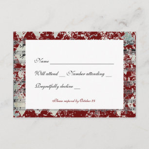 Vintage Grey Red Chevron Music rsvp with envelopes Card