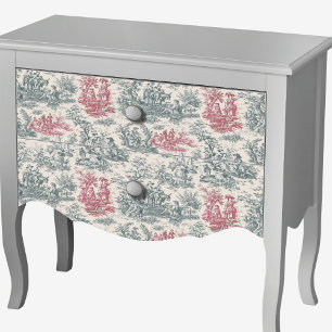 Vintage Grey Red French Toile de Jouy Floral Tissue Paper