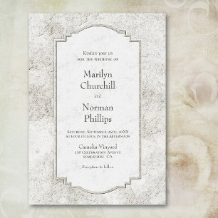 Vintage Grey Stone Wedding Invitation