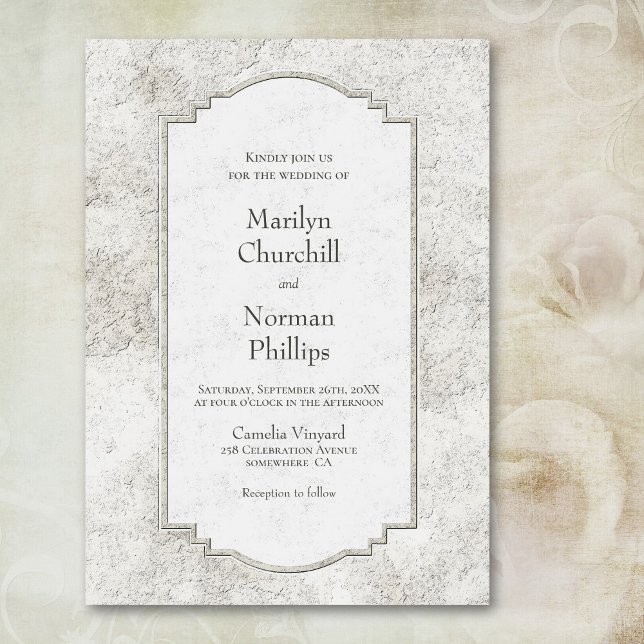 Vintage Grey Stone Wedding Invitation (Creator Uploaded)