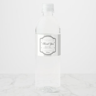 Vintage Grey Striped Water Bottle Label