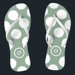 Vintage Grey & White Polka Dot & Initials Flip Flops<br><div class="desc">The vintage grey and white polka dot and initials flip flops make a timeless bathing accessory. The beauty of the elegant bathing shoes is allowing for colour customisation by modifying the background fill colour. Like this, match a favourite colour. Please remember to adjust the shape coloration too. For help with...</div>