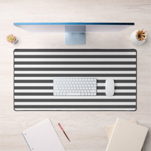 Vintage Grey & White Stripes Striped Desk Mat