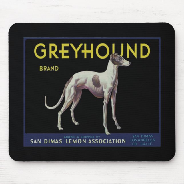 Vintage Greyhound Lemon Label Circa 1920 Mouse Mat (Front)