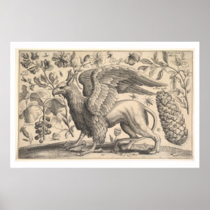 Vintage Griffin Greek Mythology Botany Poster