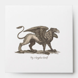 Vintage griffin (gryphus greiff) illustration. envelope