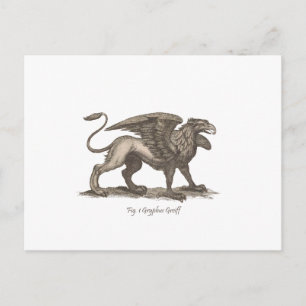 Vintage griffin (gryphus greiff) illustration. postcard