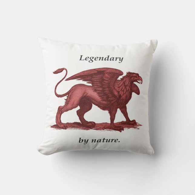Vintage griffin illustration, legendary by nature cushion (Front)