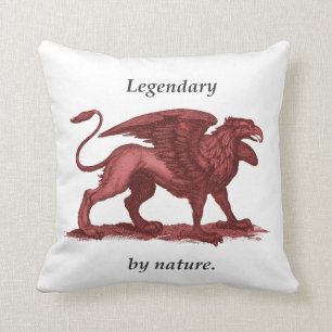 Vintage griffin illustration, legendary by nature cushion