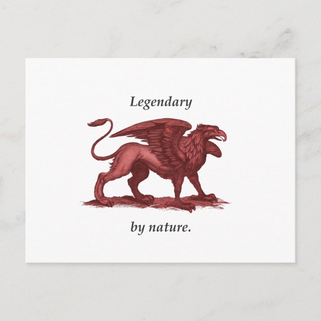 Vintage griffin illustration, legendary by nature postcard (Front)