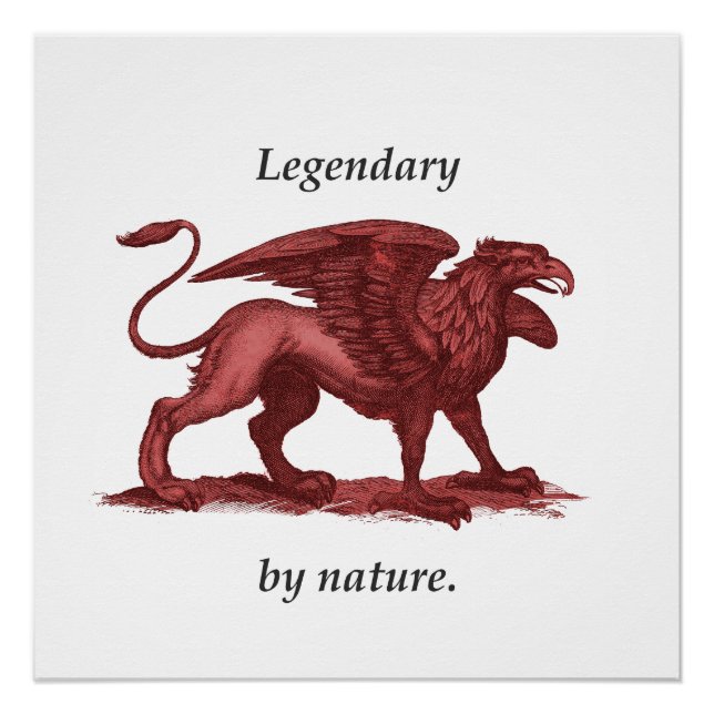 Vintage griffin illustration, legendary by nature poster (Front)