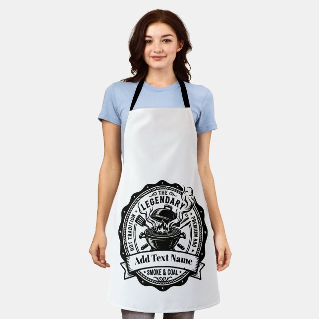 Vintage Grill Master Personalised Name BBQ Smoke  Apron (Worn)