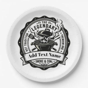 Vintage Grill Master Personalised Name BBQ Smoke  Paper Plate