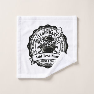 Vintage Grill Master Personalised Name BBQ Smoke Wash Cloth