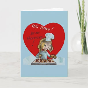 Vintage Grilling Puppy Valentine's Day Card