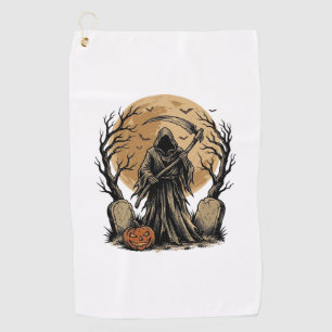 Vintage Grim Reaper Halloween Moon Vector Design_1 Golf Towel