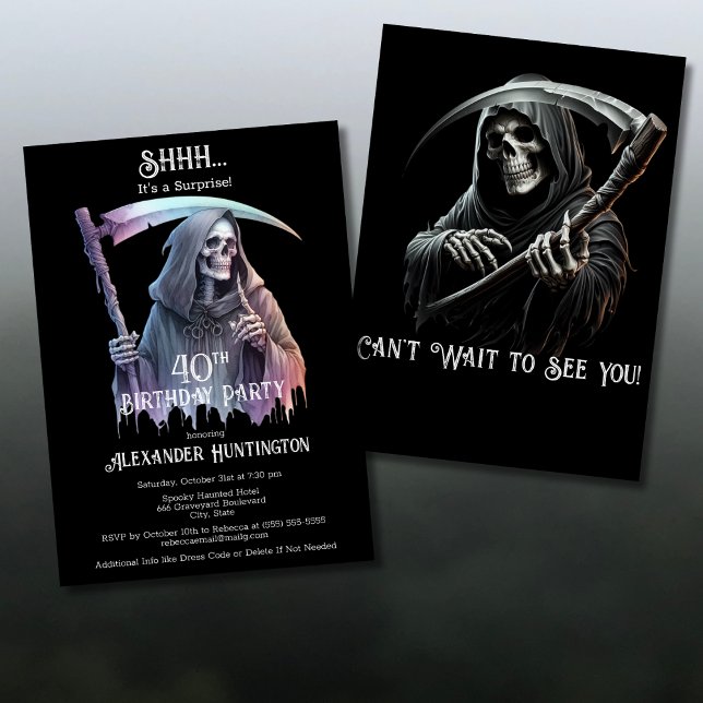 Vintage Grim Reaper Surprise 40th Birthday Party Invitation (Creator Uploaded)