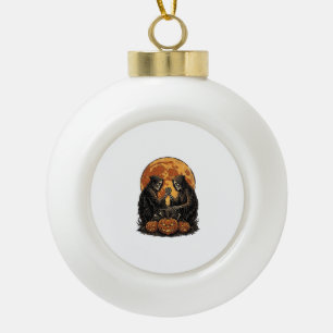 Vintage Grim Reapers Halloween Pumpkin Vector Desi Ceramic Ball Christmas Ornament