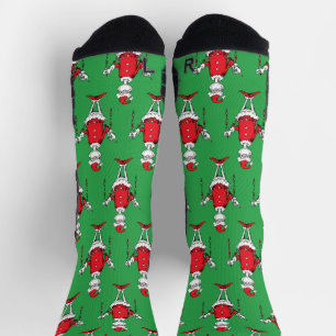 Vintage Grinch Christmas Green Pattern Socks