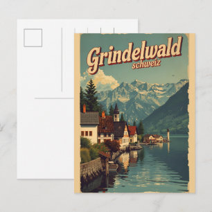 Vintage Grindelwald Village Switzerland natur gift Postcard