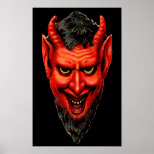 Vintage Grinning Krampus Poster