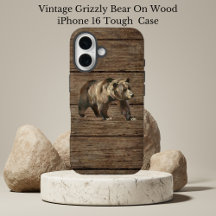 Vintage Grizzly Bear iPhone 16 Case