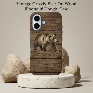 Vintage Grizzly Bear iPhone 16 Case