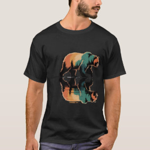 Vintage Grizzly Bear Water Reflection Wildlife T-Shirt