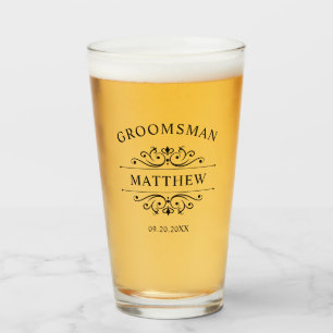 Vintage Groomsmen Gift Classic Elegant Wedding Glass