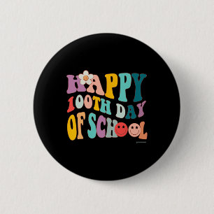 Vintage Groovy 100 Days Of School For Teacher Stud 6 Cm Round Badge