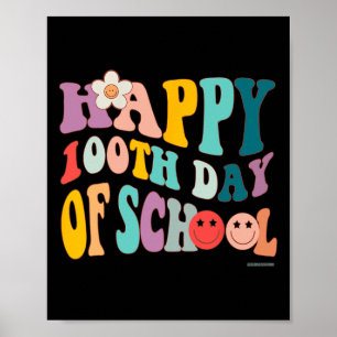 Vintage Groovy 100 Days Of School For Teacher Stud Poster