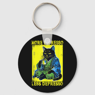 Vintage Groovy Cat Coffee More Espresso Less Key Ring